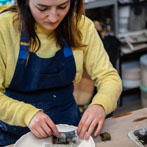 Rebecca Brown working in her studio 2019